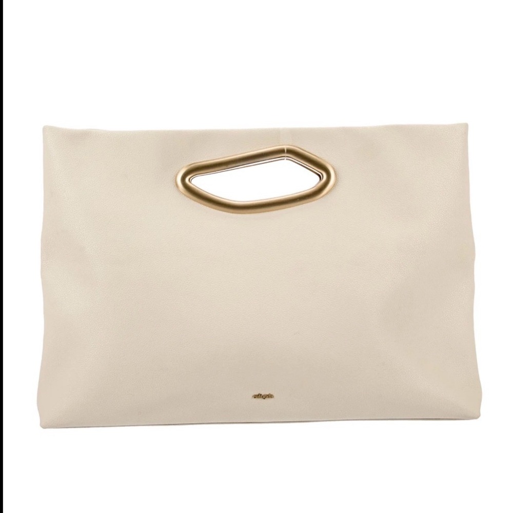 Cult Gaia Reza Cream Clutch with Gold Accent